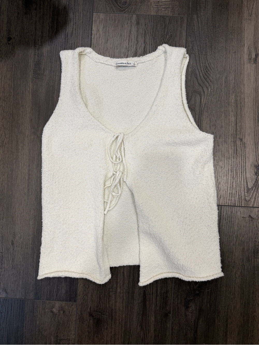 Abercrombie & Fitch Cream Knit Tie-Front Tank
